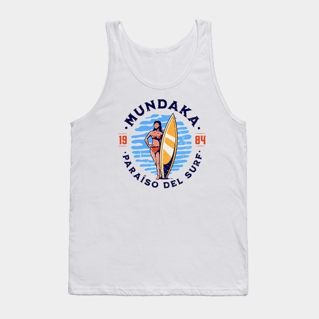 Vintage Mundaka, Spain Surfer's Paradise // Retro Surfing 1980s Badge B Tank Top by Now Boarding